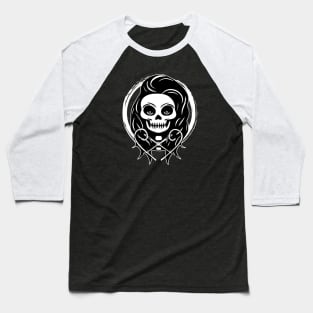 Female Craft Artist Skull and Needles White Logo Baseball T-Shirt